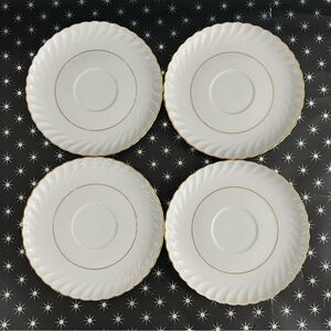 Royal Tettau Germany Set Of 4 Porcelain White With Gold Trim Saucers Only